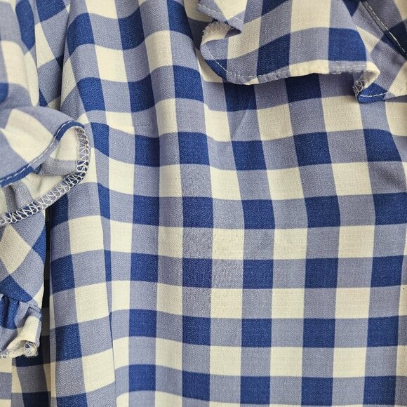 Topshop Boho Houndstooth Fall crop Vneck  top,blue Milkmaid Western Cowgirl 10 - Picture 4 of 6